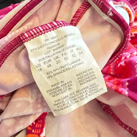 Swim Solutions Plus Size Underwire Paisley Tankini Swim Top Pink Size 18 NWT - Picture 10 of 12